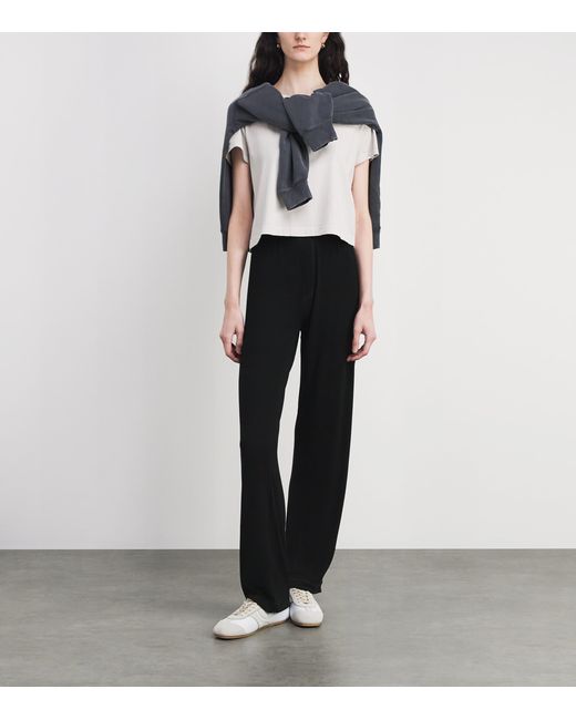 ÉTERNE Black Cotton-Modal Ribbed Sweatpants