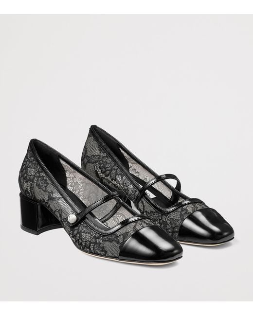 Jimmy Choo Black Elisa 45 Lace Mary Jane Pumps