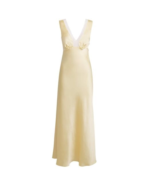Sandro Lace-Trim Maxi Dress in Metallic | Lyst