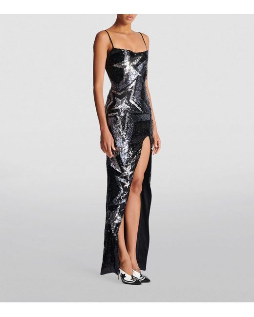 Balmain Black Sequin-embellished Maxi Dress