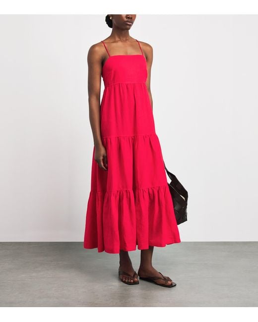 Heidi Klein Pink Linen Amalfi Maxi Dress