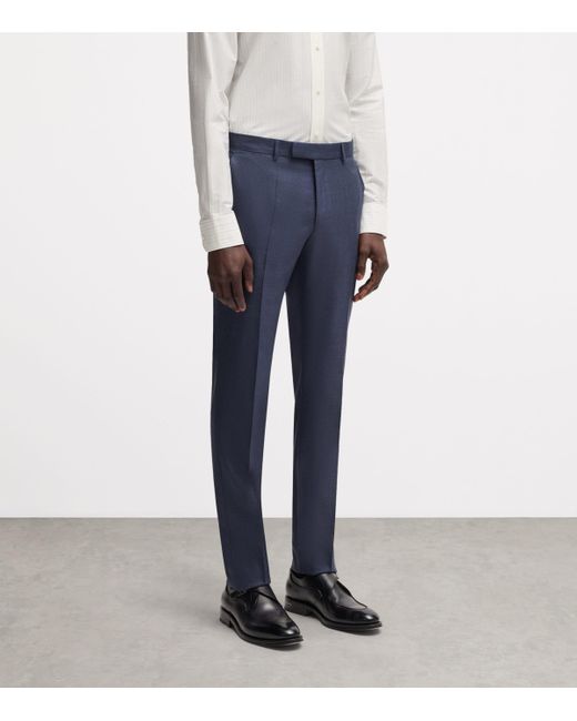 Boss Blue Virgin Wool-Silk 2-Piece Suit for men