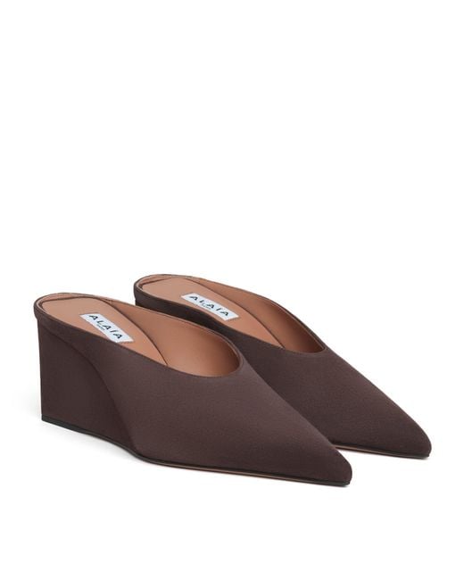 Alaïa Brown Suede Cube Wedge Mules 75