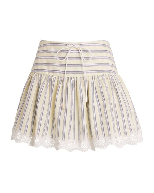 Sandro Natural Cotton-Linen Stripe Skort