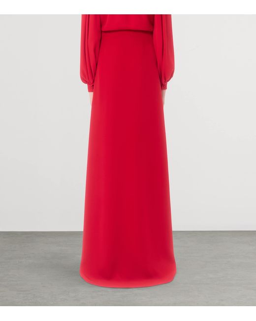 Valentino Red Silk Maxi Skirt