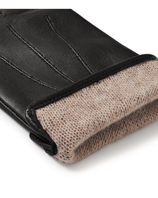 Aspinal Black Cashmere-Wool-Lined Leather Gloves