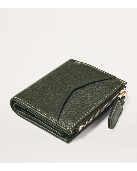 Aspinal Green Leather Hudson Coin And Card Holder