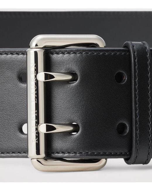Ralph Lauren Black Calfskin Double-Prong Belt