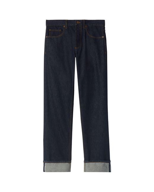 Burberry Blue Selvedge Denim Turn-Up Straight Jeans for men