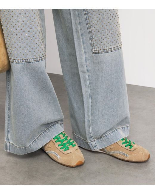Sandro Green Suede Light Wave Sneakers