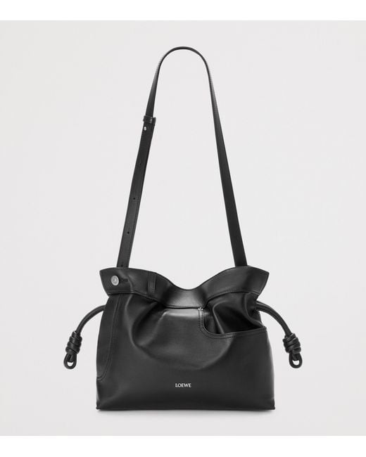 Loewe Black Leather Jean-Detail Flamenco Clutch Bag