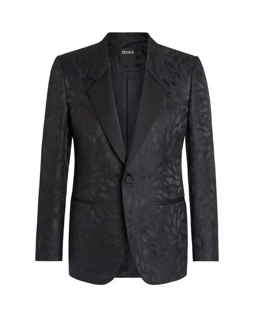 Zegna Black Jacquard Silk And Wool Evening Jacket for men