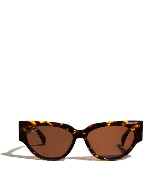 Max Mara Brown Tortoiseshell Oval Sunglasses