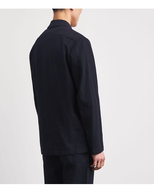 Barena Blue Cotton-Blend Crinkle Overshirt for men