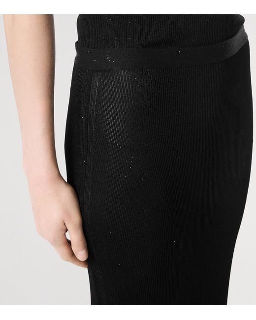 Tom Ford Black Micro-Sequin Knitted Maxi Skirt
