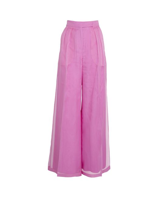 Max Mara Pink Silk Organza Calibri Trousers