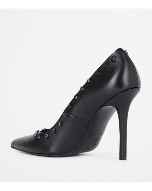 The Kooples Black Calfskin Stud-Embellished Pumps