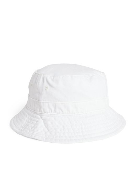 RLX Ralph Lauren White Embroidered Polo Bear Bucket Hat for men