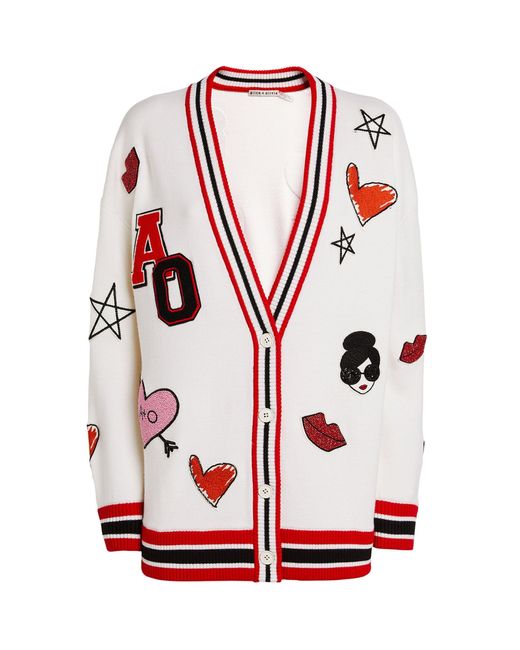 Alice + Olivia Red Alice + Olivia Patch-detail Barry Cardigan