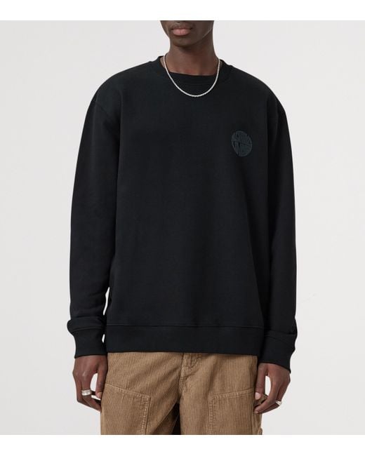 AllSaints Black Organic Cotton Waved Sweatshirt for men