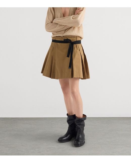 Prada Natural Gabardine Pleated Skirt