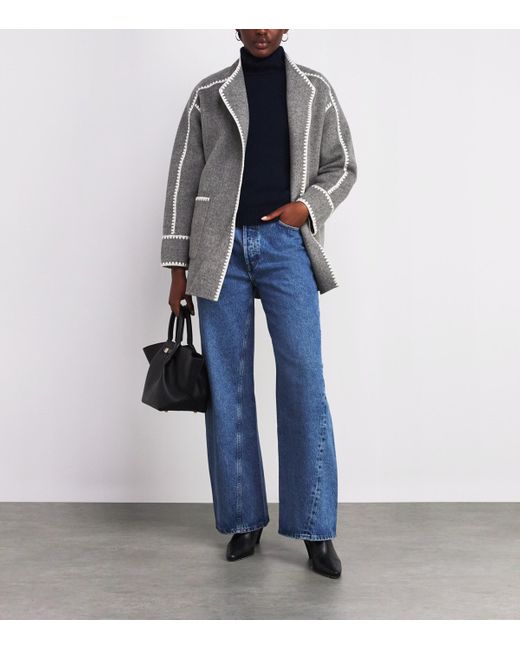 Maje Gray Wool-Blend Wrap Coat