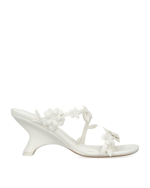 Jonathan Simkhai White Leather Floral Willow Heeled Sandals 75