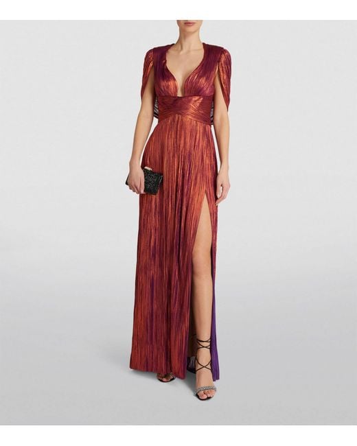 Maria Lucia Hohan Red Plunge Laurel Gown