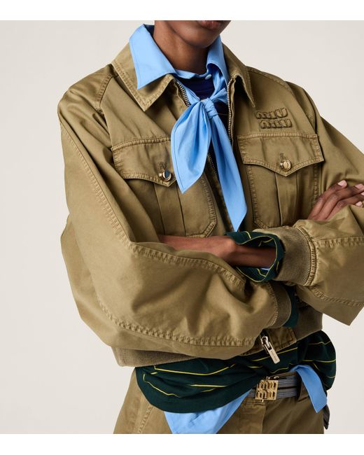 Miu Miu Brown Cotton Bomber Jacket