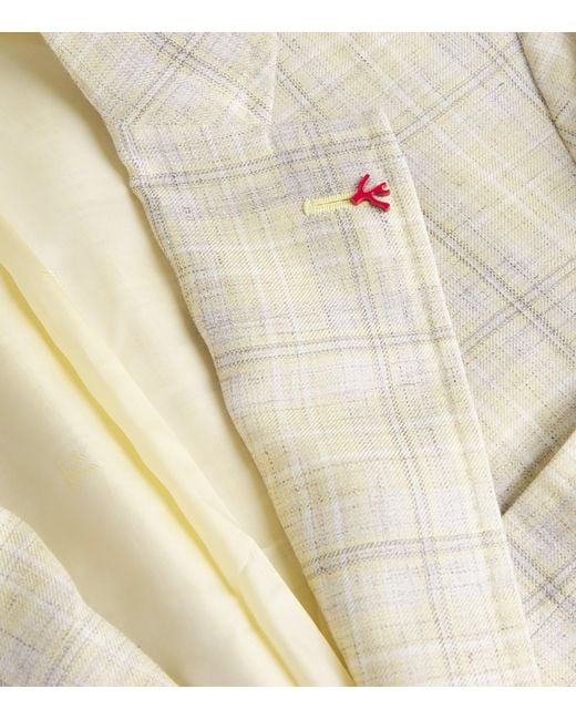 Isaia White Wool-Silk-Linen Capri Blazer for men