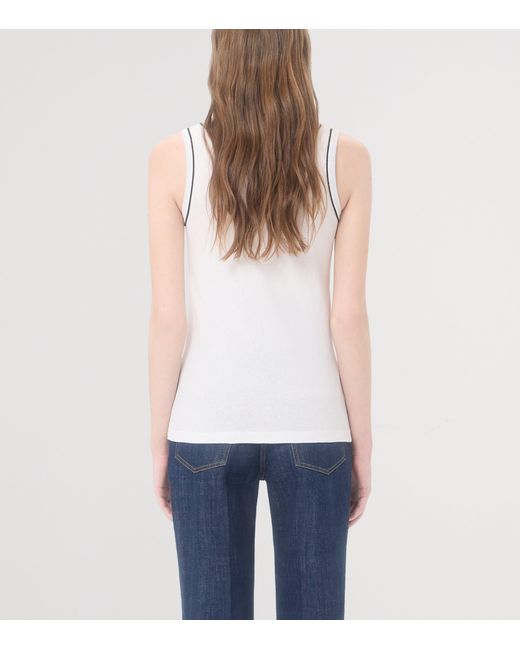 Valentino White Cotton Vlogo Tank Top