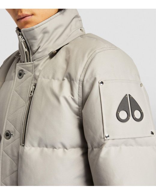 Moose Knuckles Gray Shearling-Trim 3Q Jacket for men