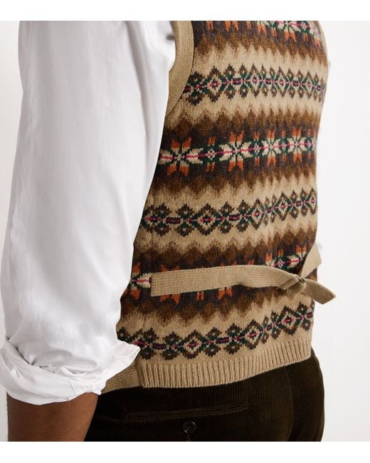 Polo Ralph Lauren Brown Wool Fair Isle Button-Up Vest for men