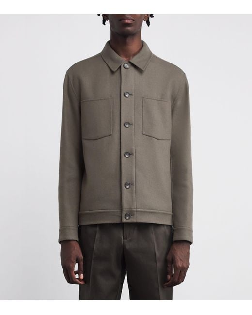 Vince Brown Wool-Blend Patch Pocket Overshirt for men