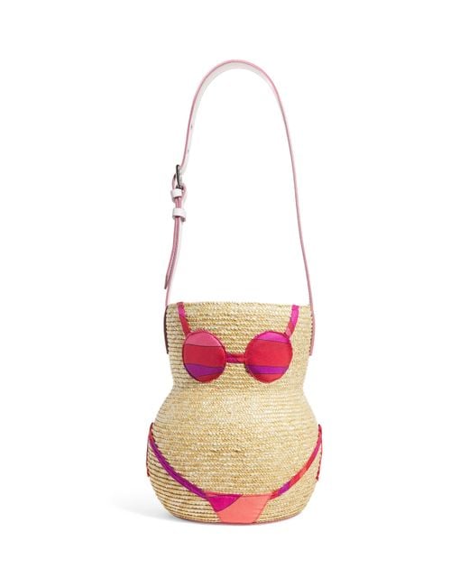 PUCCI Woven Bikini Nella Bucket Bag in White | Lyst