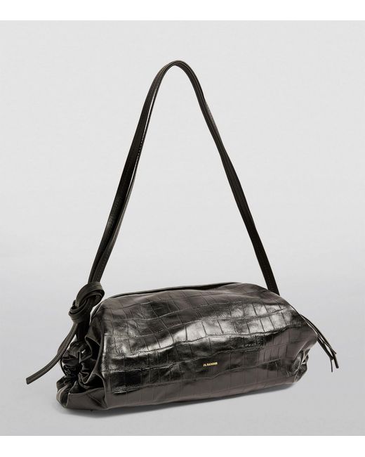 Jil Sander Black Medium Drawstring Detail Shoulder Bag