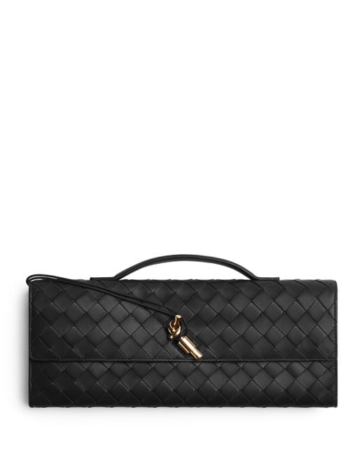 Bottega Veneta Black Leather Andiamo Clutch Bag