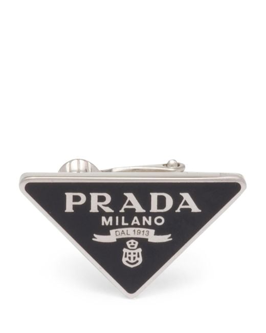 Prada Gray Triangle Single Clip Earring