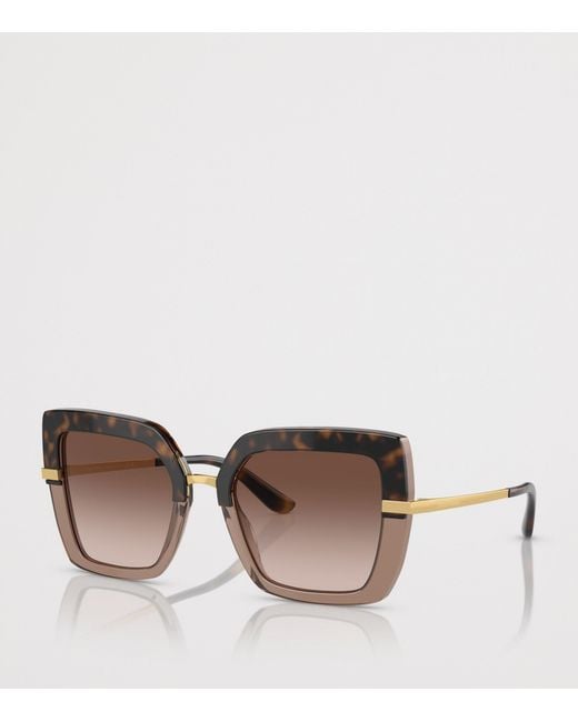 Dolce & Gabbana Brown Tortoiseshell Square Sunglasses