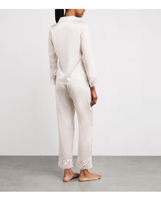 Manitu White Silk Lace-Trim Luella Pyjama Set
