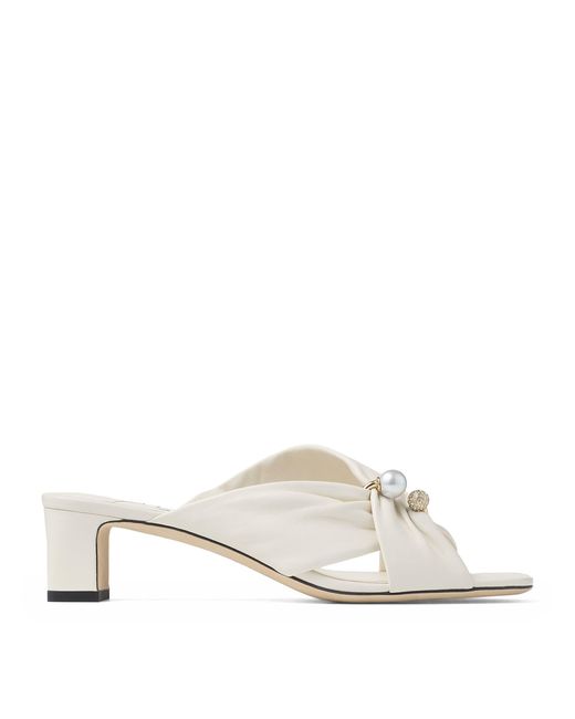 Jimmy Choo White Rafi 45 Leather Heeled Mules