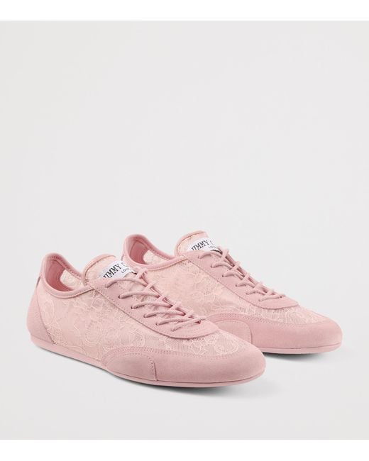 Jimmy Choo Pink Sunny F Suede-Lace Sneakers