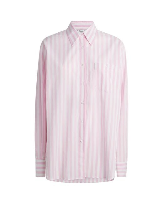 Hunza G Pink Cotton Stripe Cabana Shirt