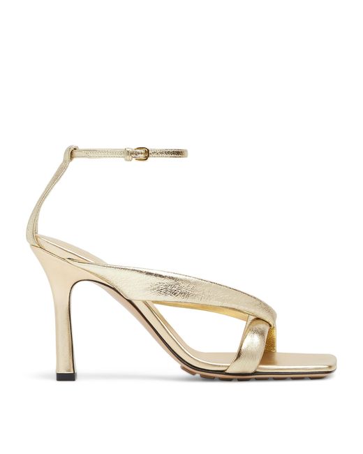 Bottega Veneta Metallic Lambskin Riva Heeled Sandals 90