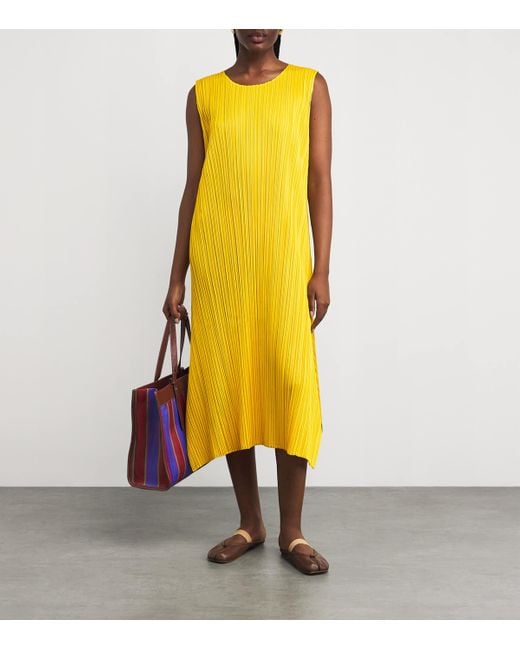 Pleats Please Issey Miyake Yellow Monthly Colors July Midi Dress