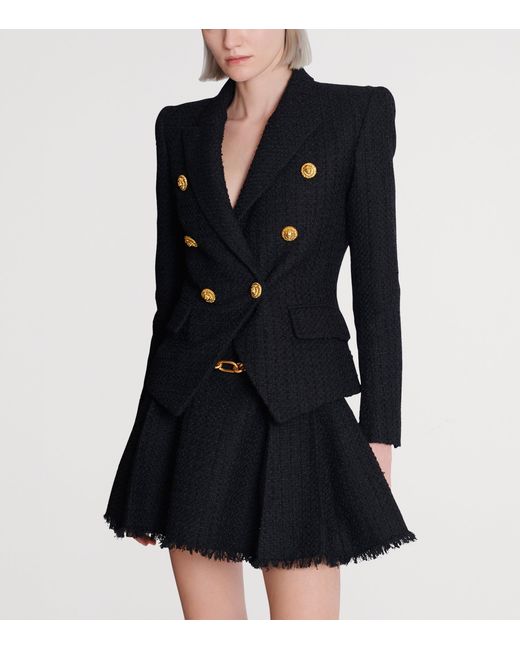 Balmain Blue Tweed Tailored Jacket