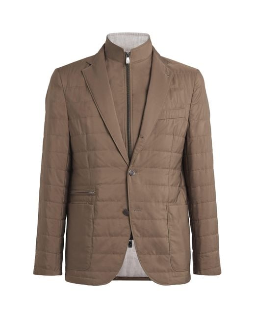 Corneliani Brown Technical Quilted Blazer for men