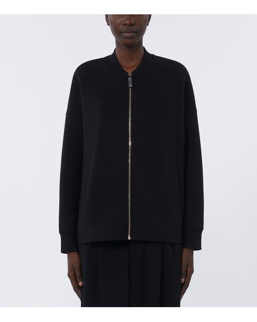 Max Mara Black Cotton-Blend Zip-Up Jacket