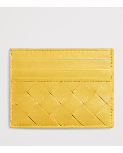 Bottega Veneta Yellow Leather Intrecciato Card Holder