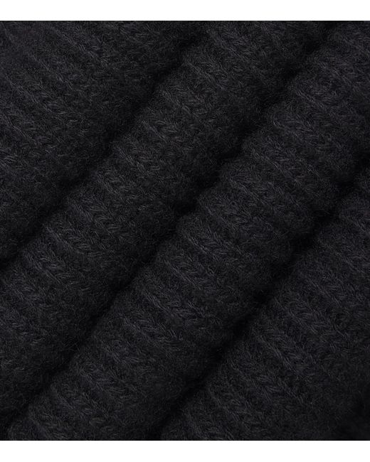 Johnstons Black Cashmere Lovat Ribbed Scarf for men